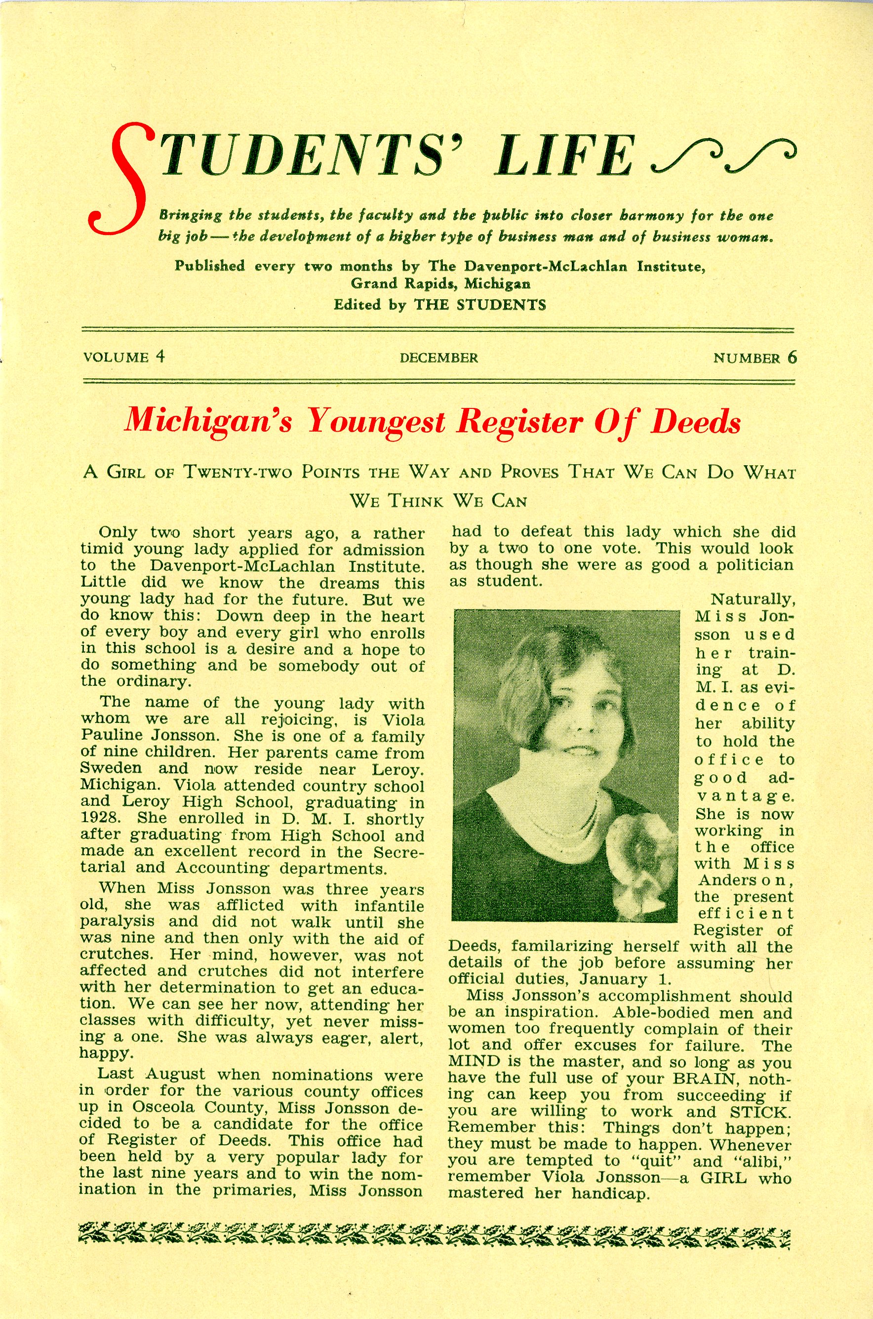 Michigan's youngest Register of Deeds